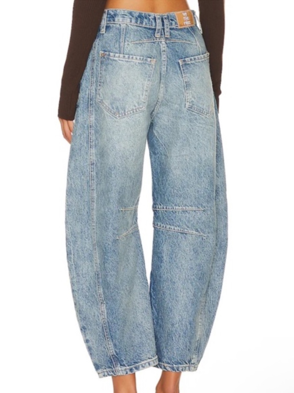 Free People We The Free Good Luck Mid Rise Barrel Wide Leg Jean Ultra Light Beam - Picture 2 of 4